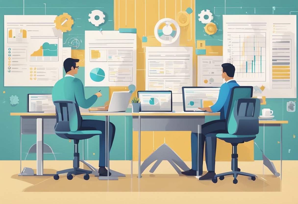 Two figures compare list building services, surrounded by data privacy symbols and compliance regulations