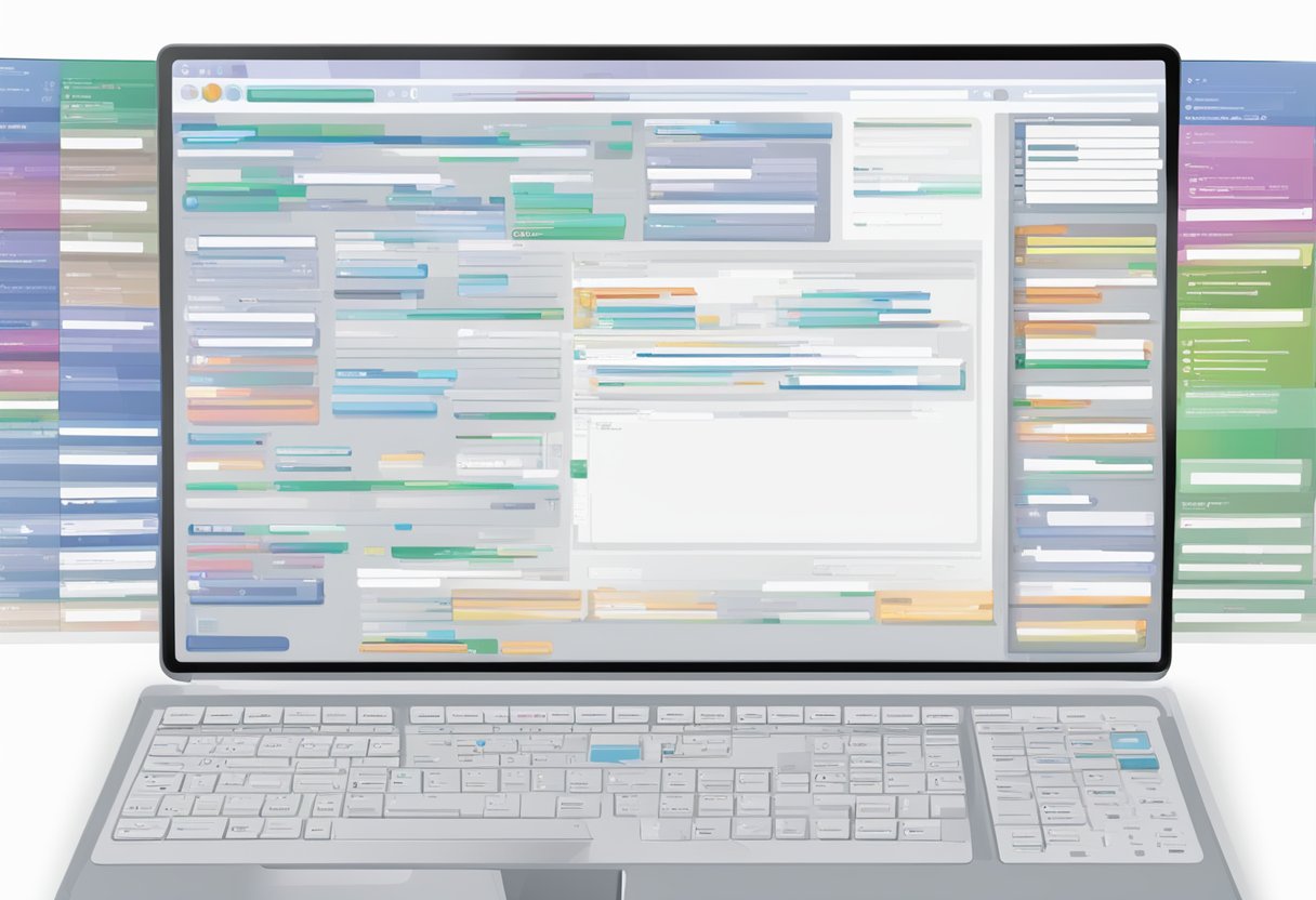 A computer screen displaying a variety of data fields being filled in with names, emails, and other contact information. A cursor hovers over a submit button