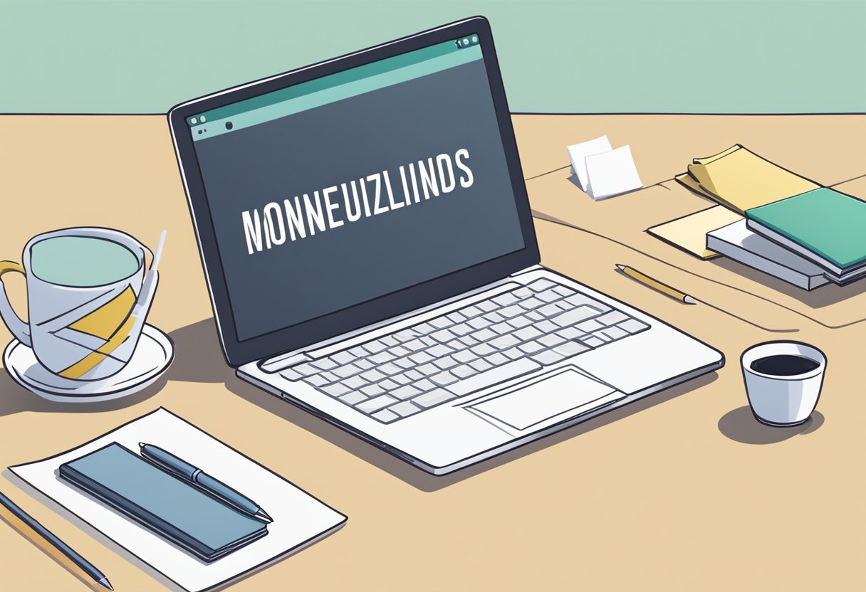 A laptop displaying "Monetizing Your Skillset: 10 Online Ideas" surrounded by a notepad, pen, and coffee cup on a desk