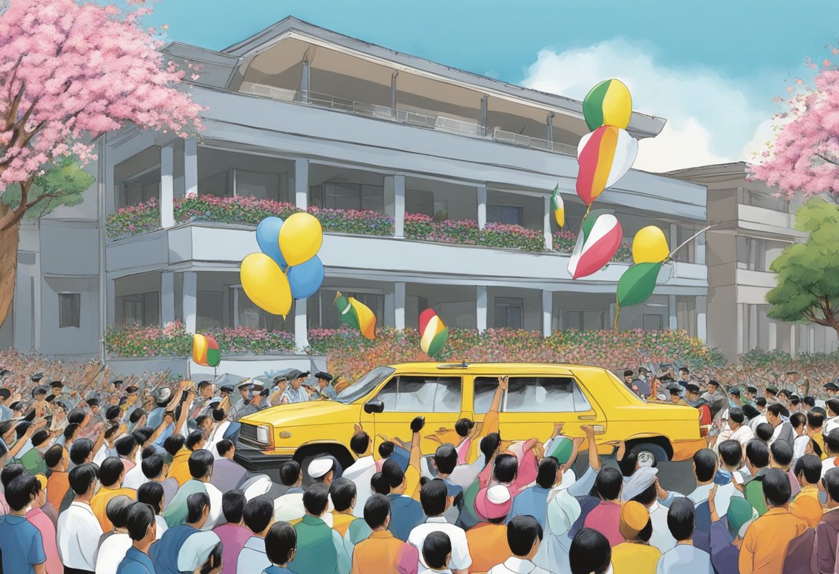 Commemorating the Kudatuli Incident of 1996, a flower-throwing procession takes place at the PDIP headquarters