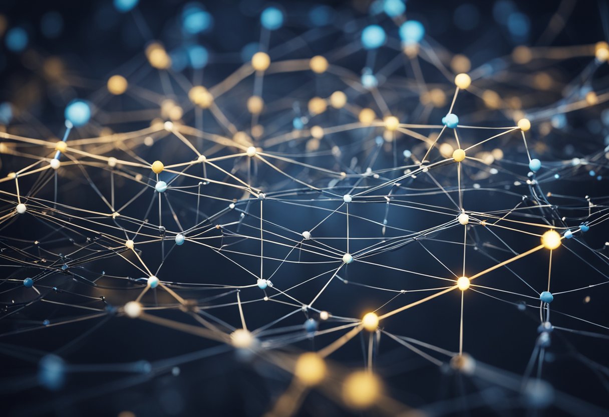 Eigenlayer avs restaking: A network of interconnected nodes, some staked while others are being restaked. Lines and arrows show the flow of activity