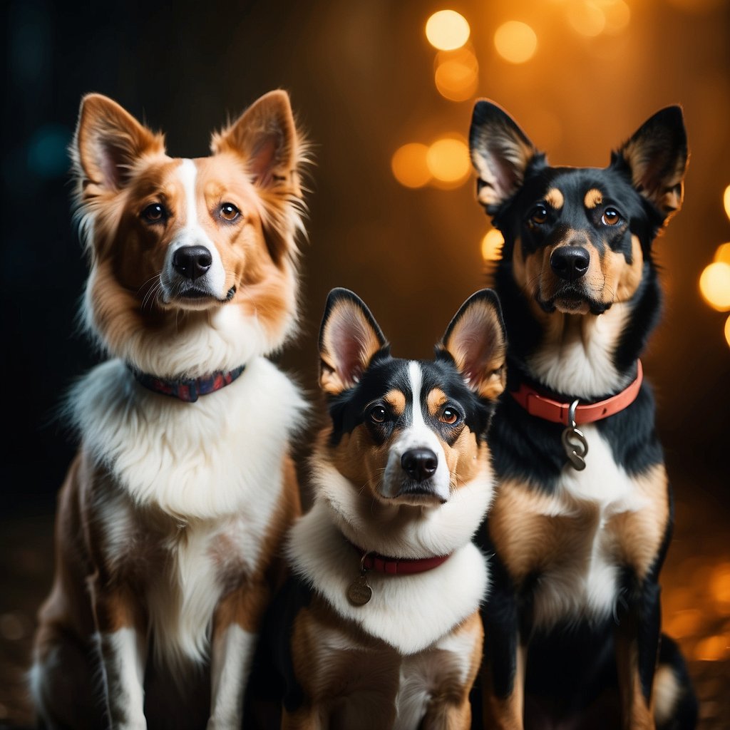 A group of vibrant and diverse female dogs stand proudly, each with a unique and exotic name displayed above them