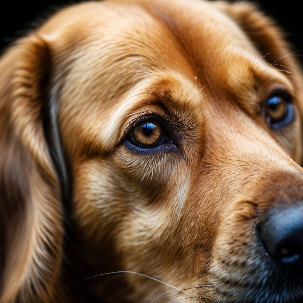 A dog's ear with mites crawling in the ear canal, contrasting with ear wax buildup