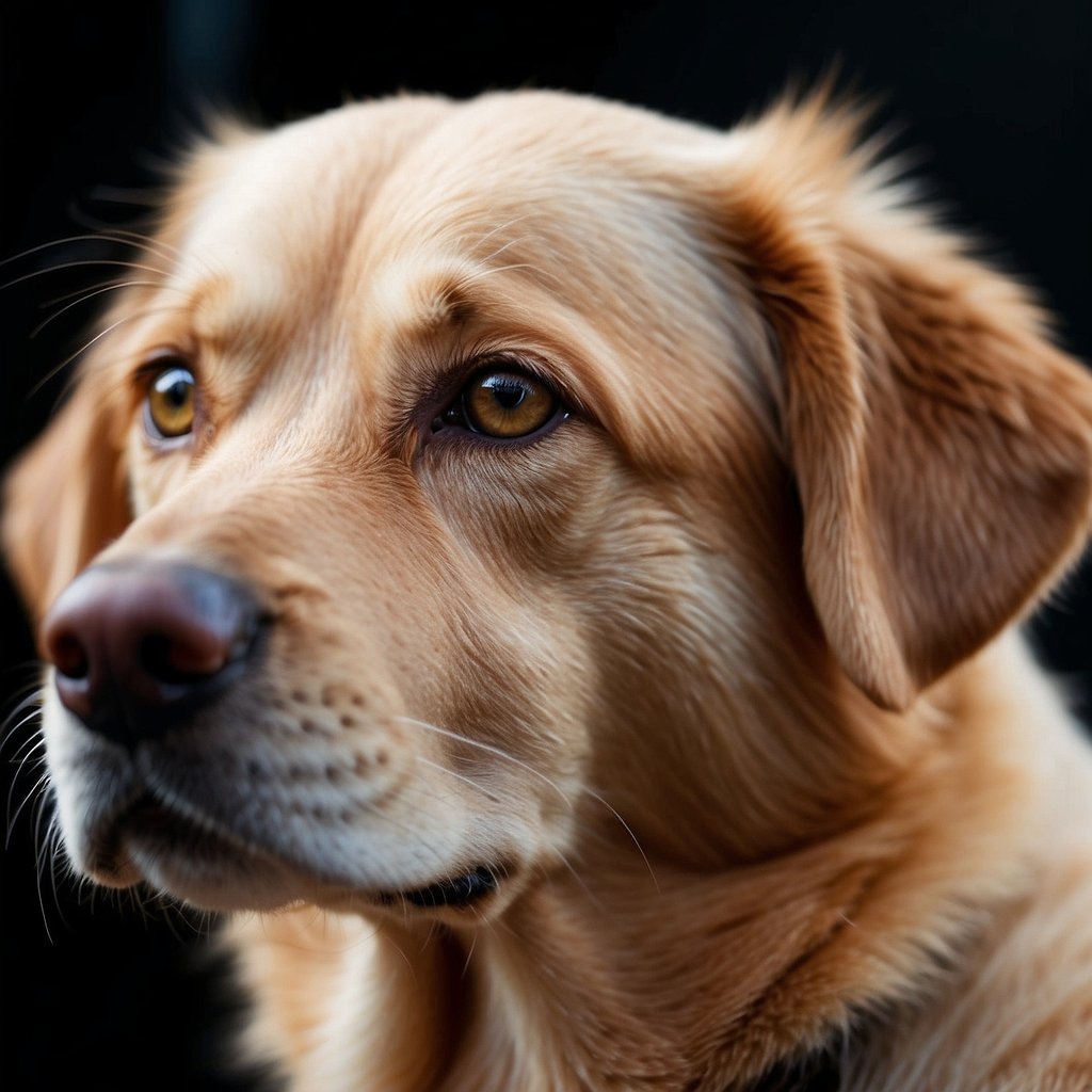 A dog's ear is shown with visible ear mites and comparison to ear wax for illustration