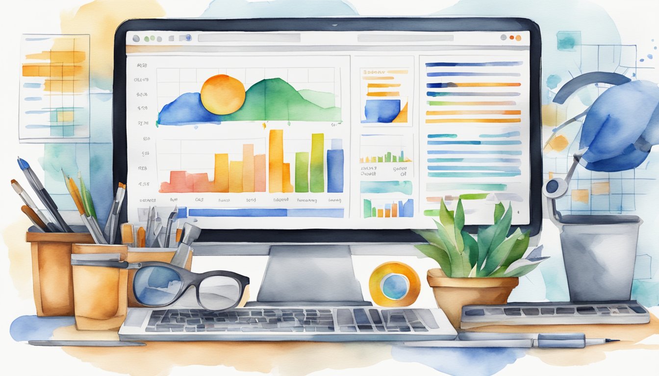 A computer screen displaying a variety of SEO tools, with graphs and charts showing performance metrics.</p><p>A toolbox sits nearby, symbolizing the all-in-one solution