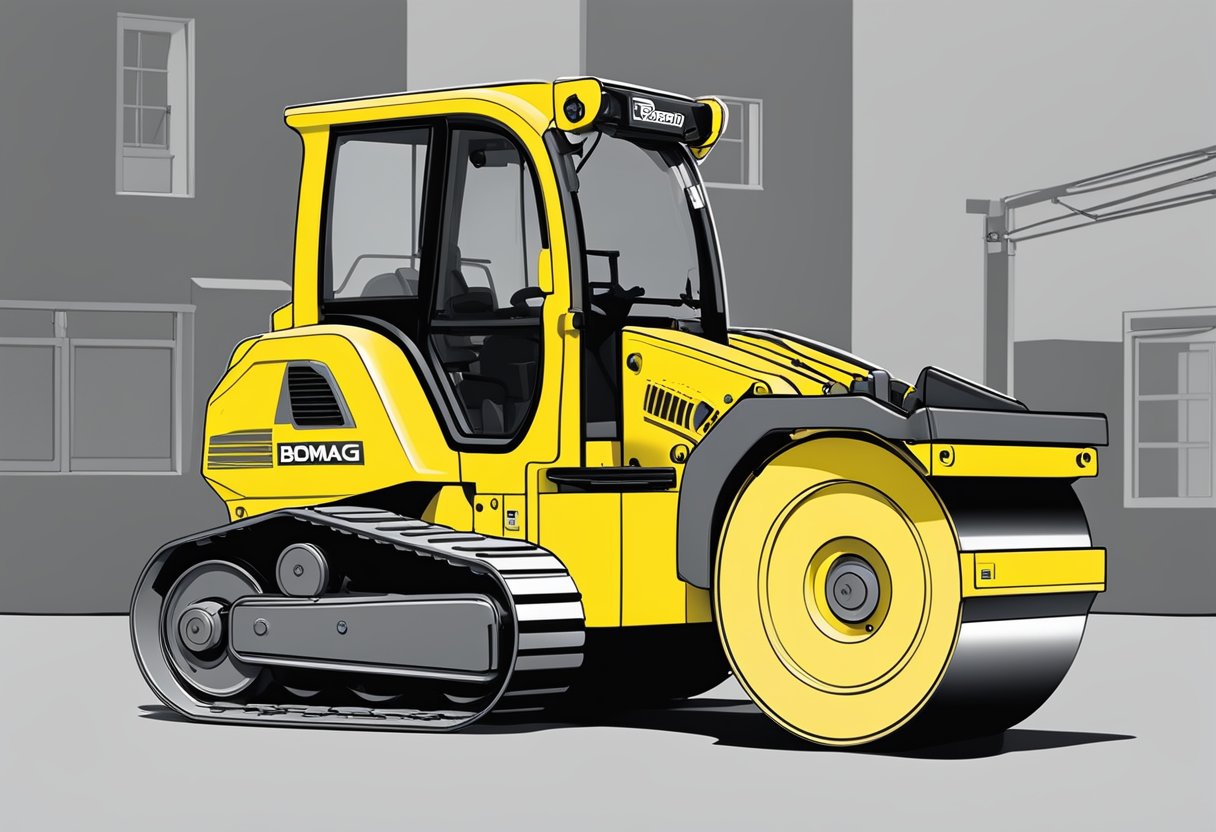 A Bomag BW120SL-5 compact roller smoothly compacts soil on a construction site with precision and speed