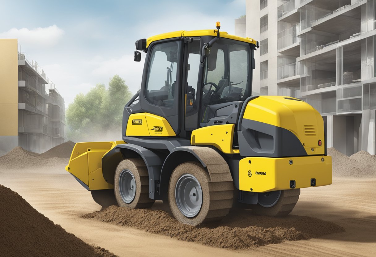 A Bomag BT65 compacting soil on a construction site