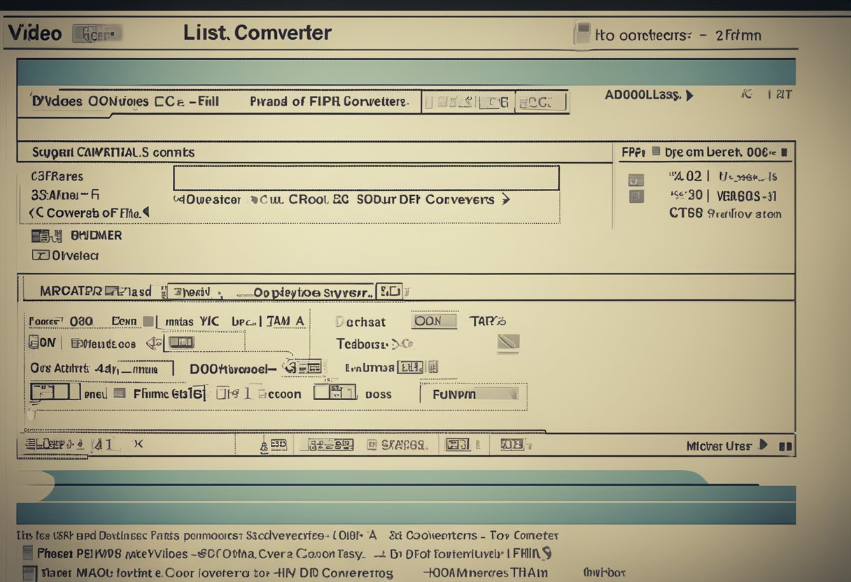 A computer screen displays a list of top text-to-video converters. A mouse cursor hovers over the options