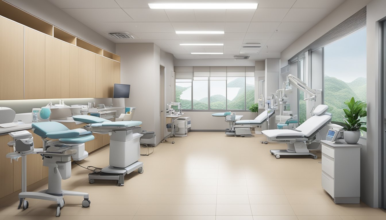 A modern clinic with state-of-the-art equipment and a calming atmosphere, located in Tan Tock Seng Hospital