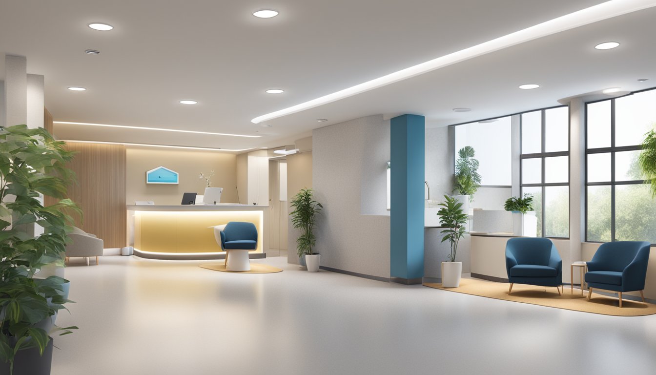 A modern clinic with state-of-the-art equipment and a calming atmosphere. The reception area is welcoming and the staff are friendly and professional