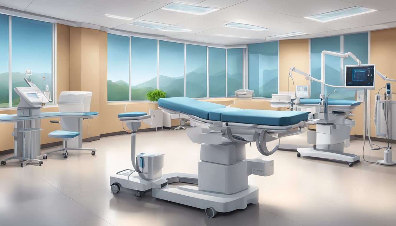 A modern, state-of-the-art cardiology clinic with advanced equipment and a calming atmosphere