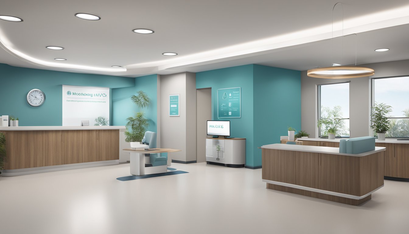 A modern, well-equipped cardiology clinic with AHVC branding and signage. Clean, professional, and welcoming atmosphere