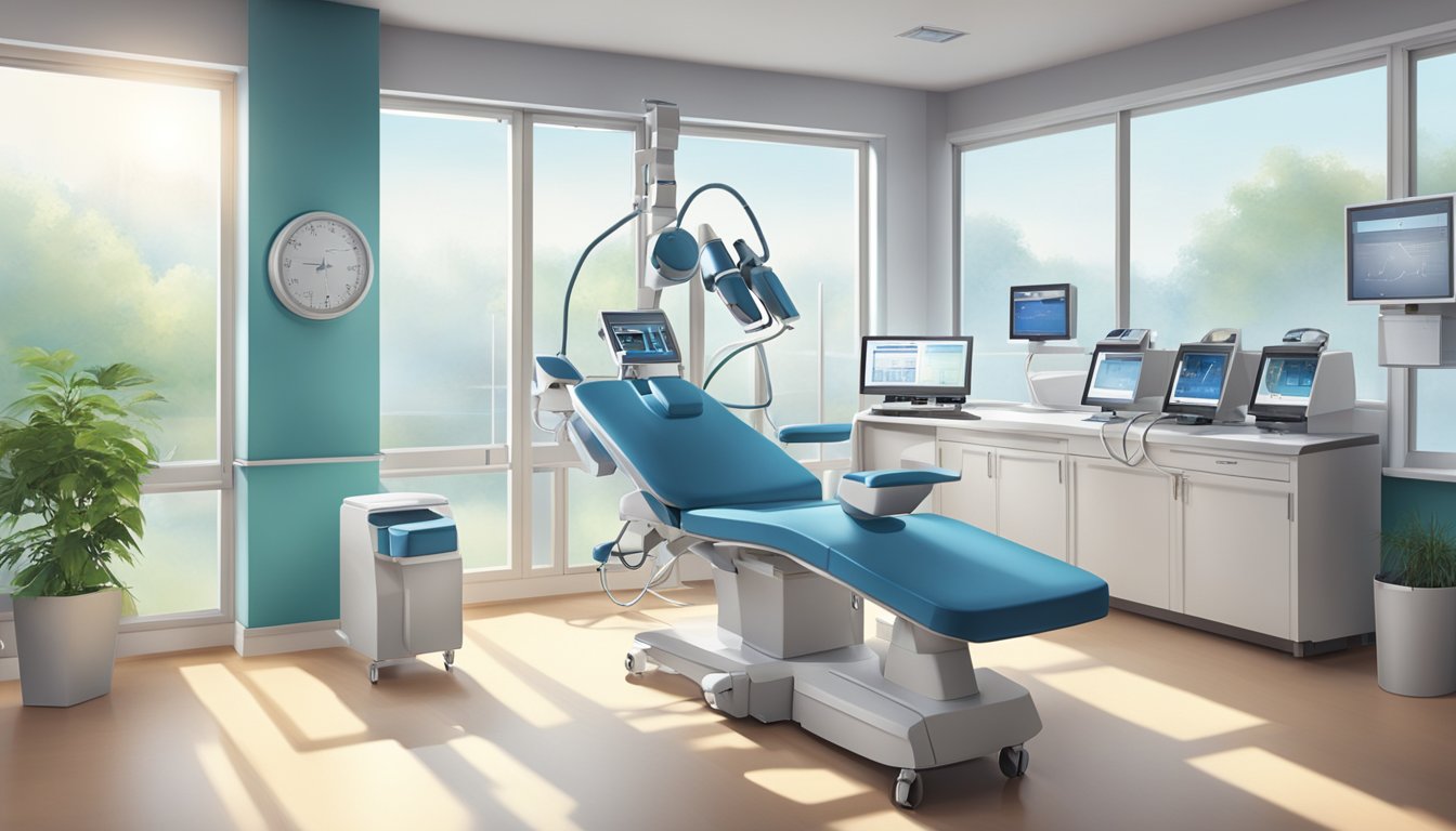 A modern, state-of-the-art cardiology clinic with advanced equipment and a calming atmosphere