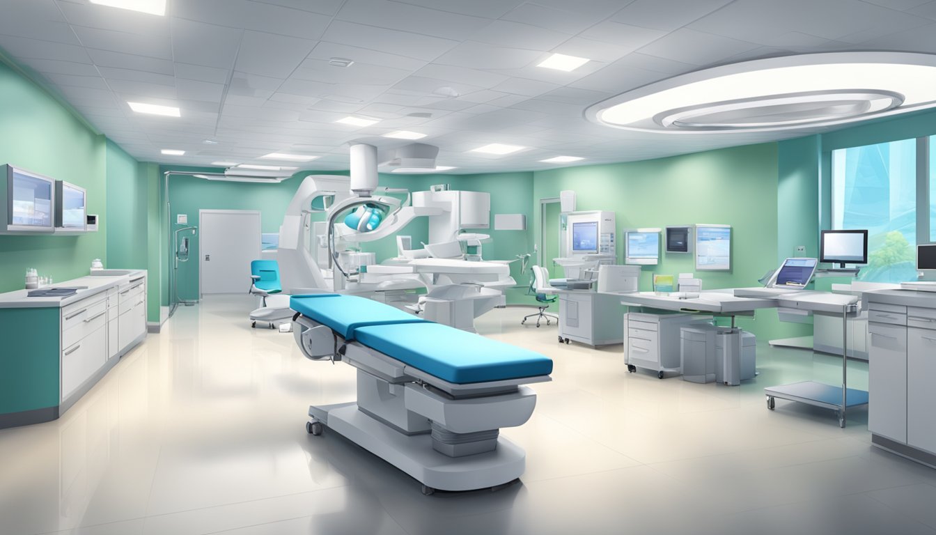 A modern, state-of-the-art medical facility with advanced equipment and technology. Bright, clean, and spacious with a professional and welcoming atmosphere