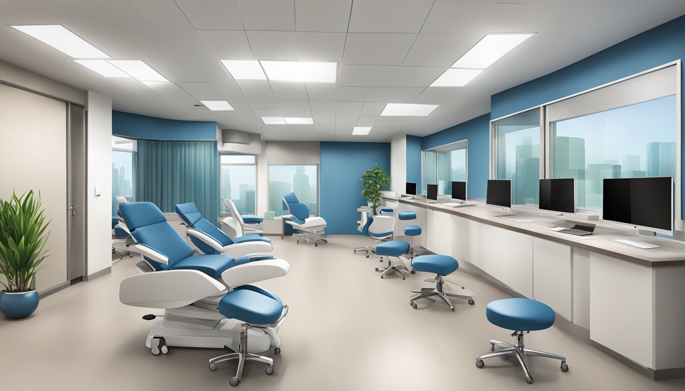 A modern, sleek and professional medical office with the Asian Heart & Vascular Centre logo prominently displayed