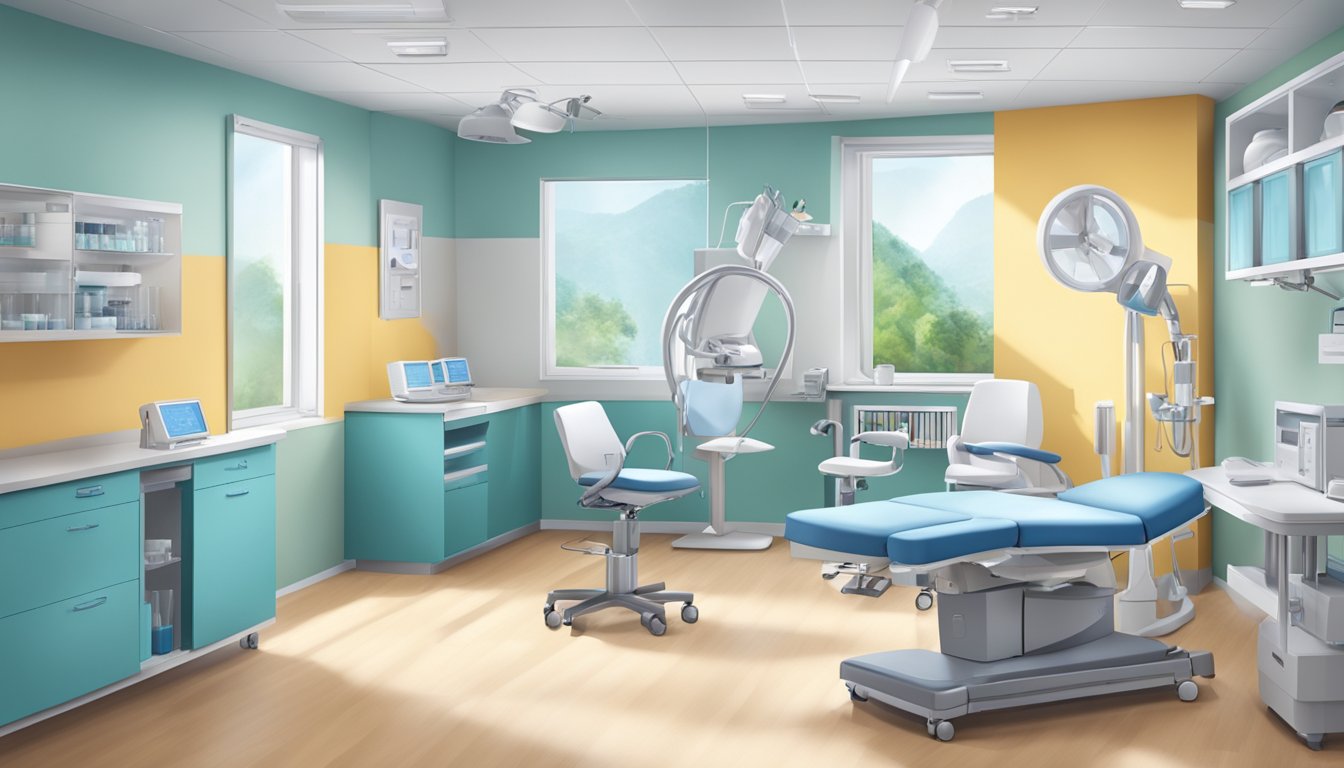 A modern, welcoming cardiology clinic with state-of-the-art equipment and a professional, caring atmosphere