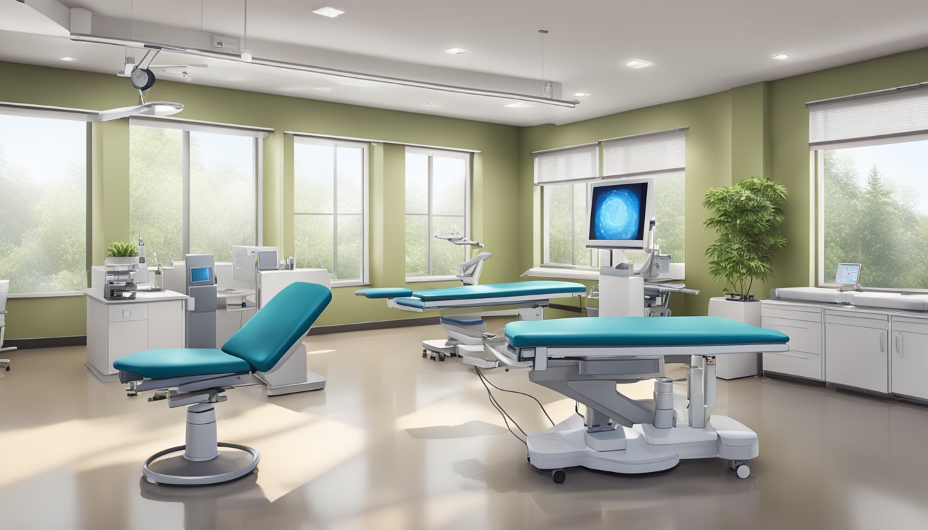 A modern, state-of-the-art cardiology clinic with advanced equipment and a calming atmosphere