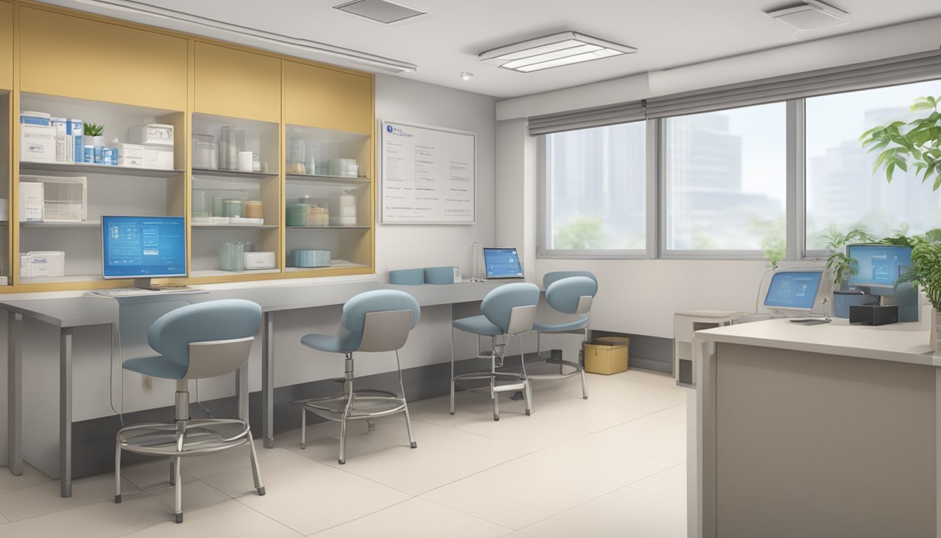 A modern cardiology clinic with Dr. Lim Chin Hock's name prominently displayed. Operating hours and contact information are clearly visible