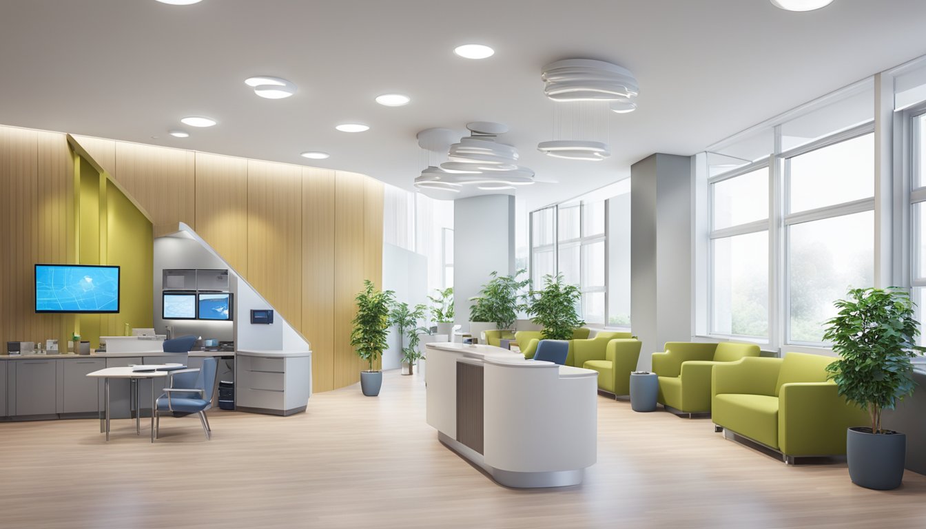 A modern, clean and professional cardiology clinic with state-of-the-art equipment and a welcoming reception area