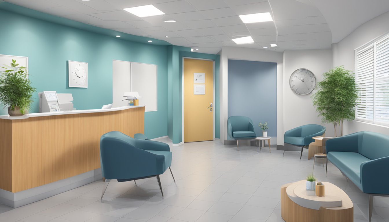 A bright, modern clinic with state-of-the-art equipment and comfortable seating. A welcoming reception area with friendly staff ready to assist