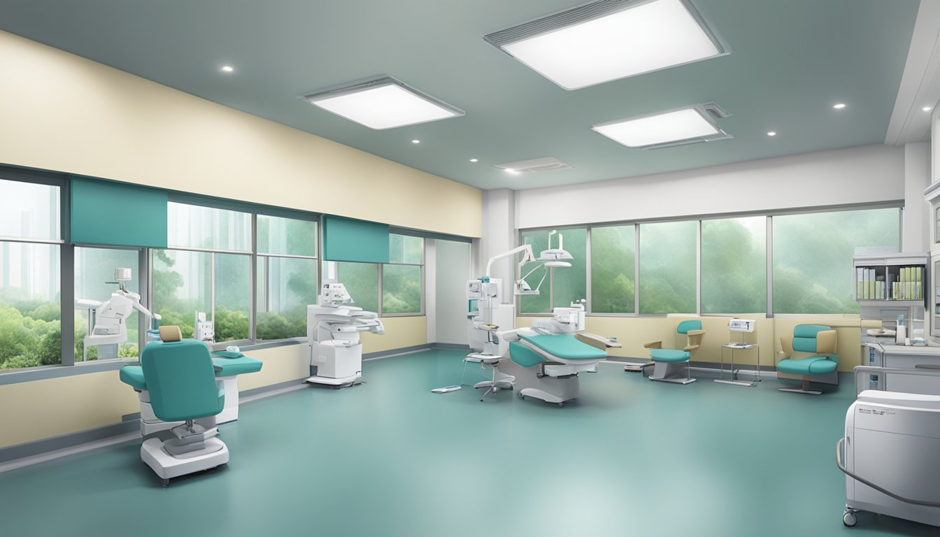 Dr. Ching Min Er's clinic at Tan Tock Seng Hospital, featuring modern medical equipment and a calming, professional atmosphere