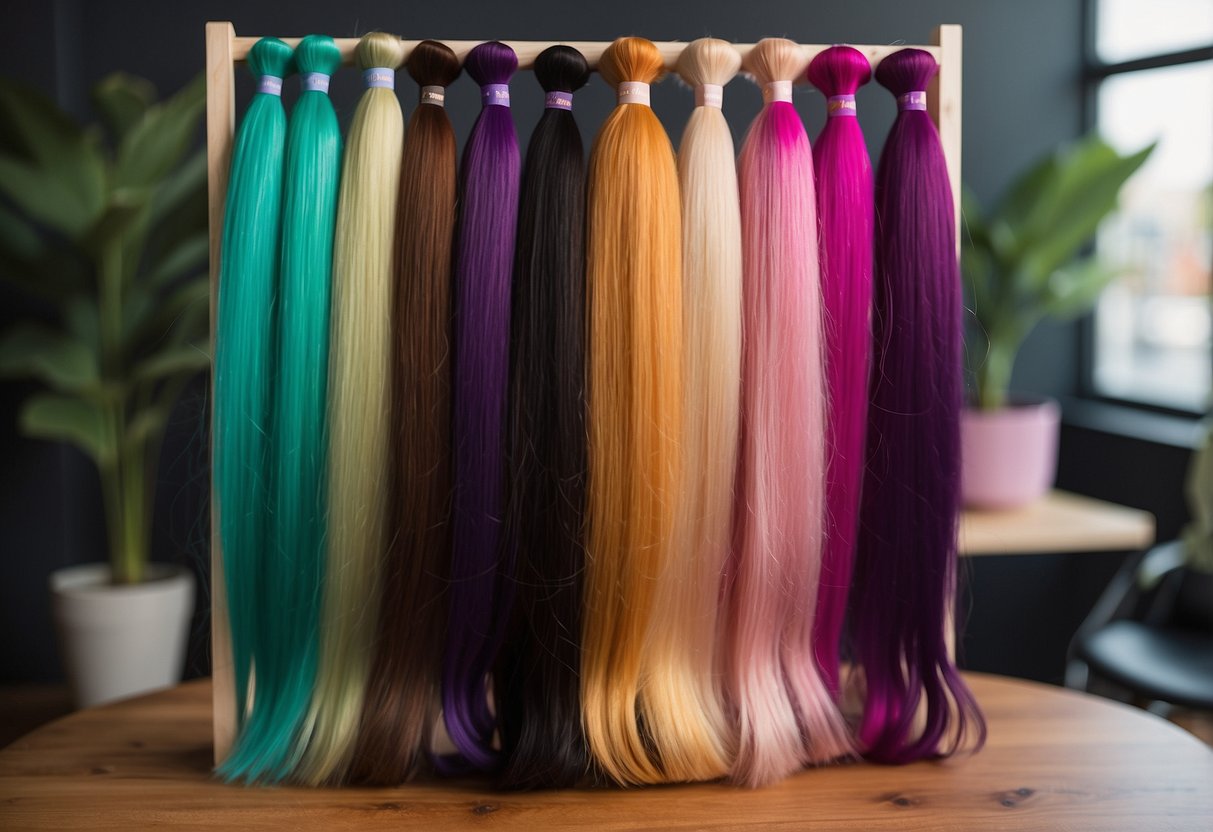 A display of 10 vibrant hair extensions with "Tara" branding, showcasing their exceptional quality and benefits