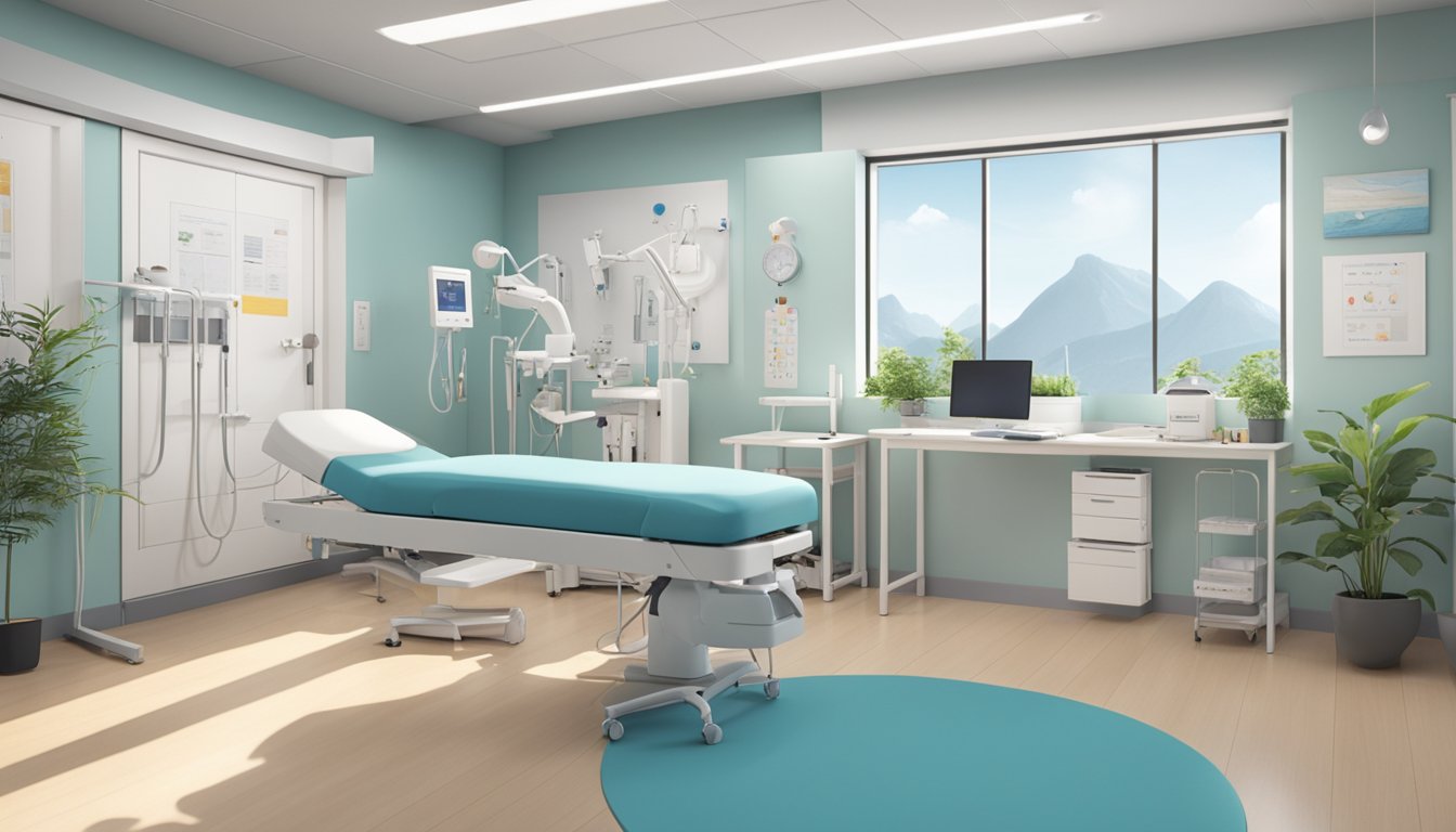 Dr Kelvin Wong's clinic: modern, welcoming, with a calming atmosphere. Heart diagrams and medical equipment adorn the walls