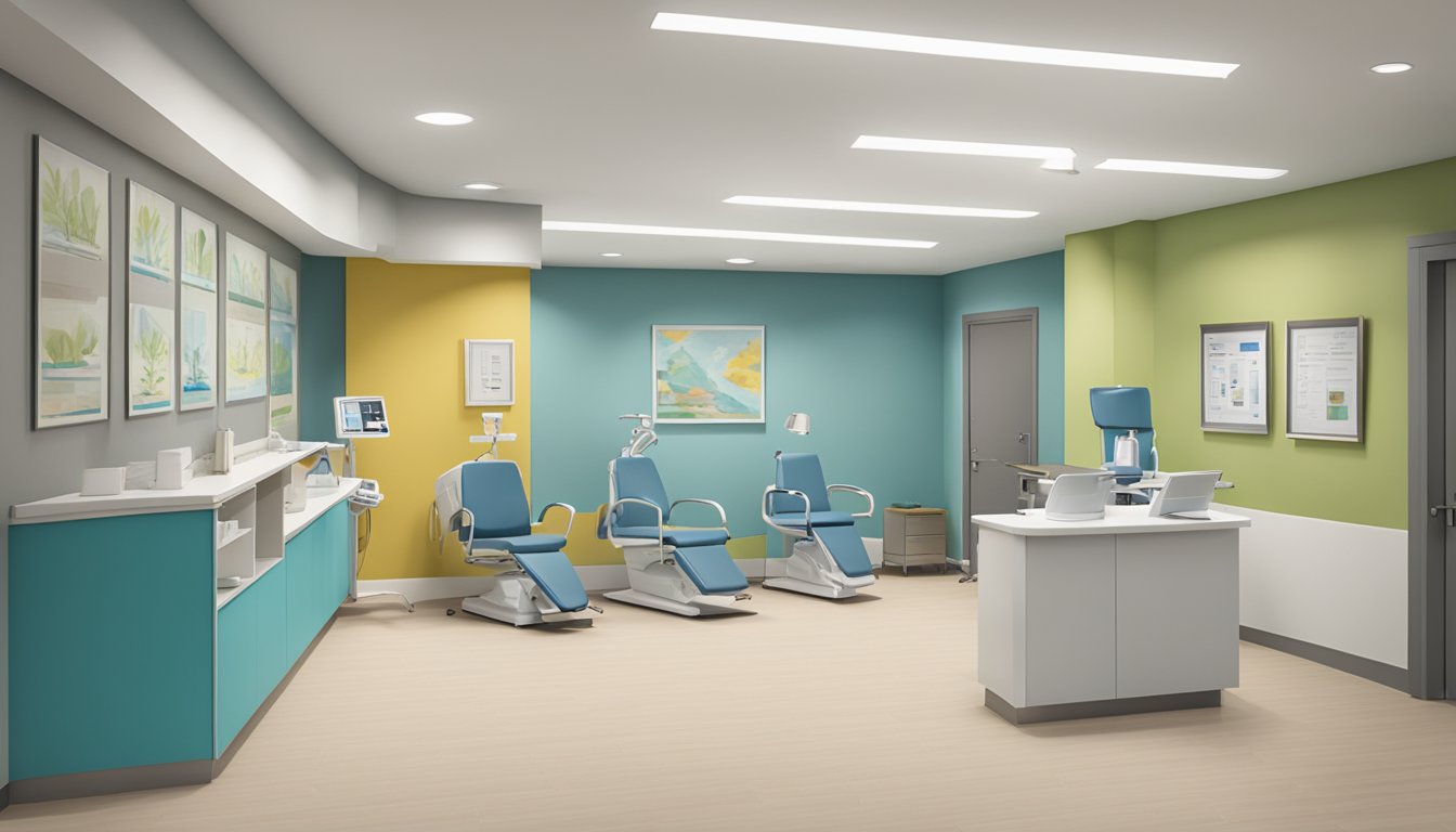 Dr. Kelvin Wong's clinic: modern, clean, with heart-related imagery. Welcoming reception area, exam rooms equipped with medical equipment