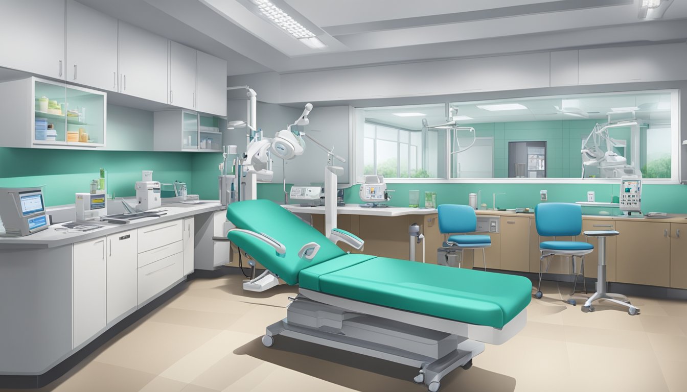 Dr. Chia's clinic at Tan Tock Seng Hospital, featuring medical equipment and a professional setting