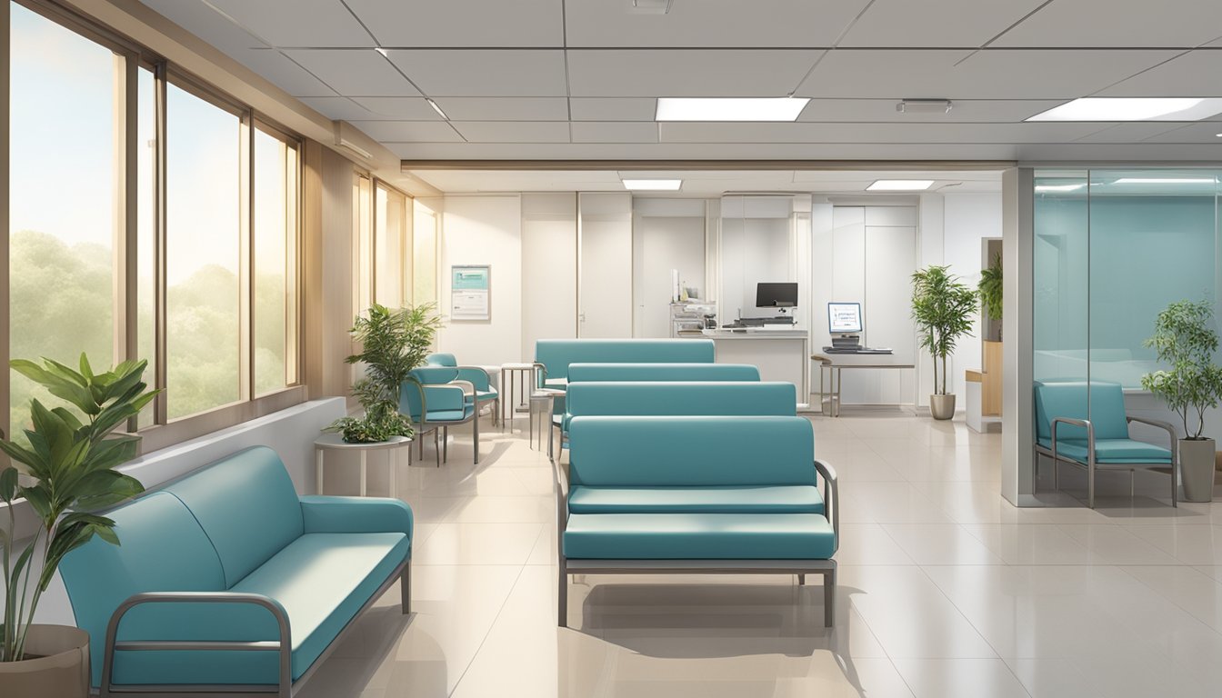 A bright, modern clinic at Tan Tock Seng Hospital, with clear signage for "Clinic 3A" and "Dr Chia Pow-Li - Cardiologist."