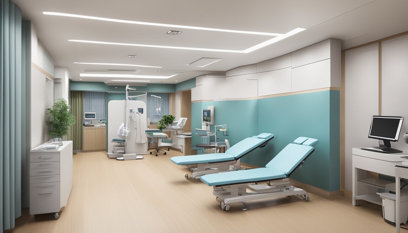 A modern clinic with state-of-the-art equipment and a calming atmosphere, located within Tan Tock Seng Hospital