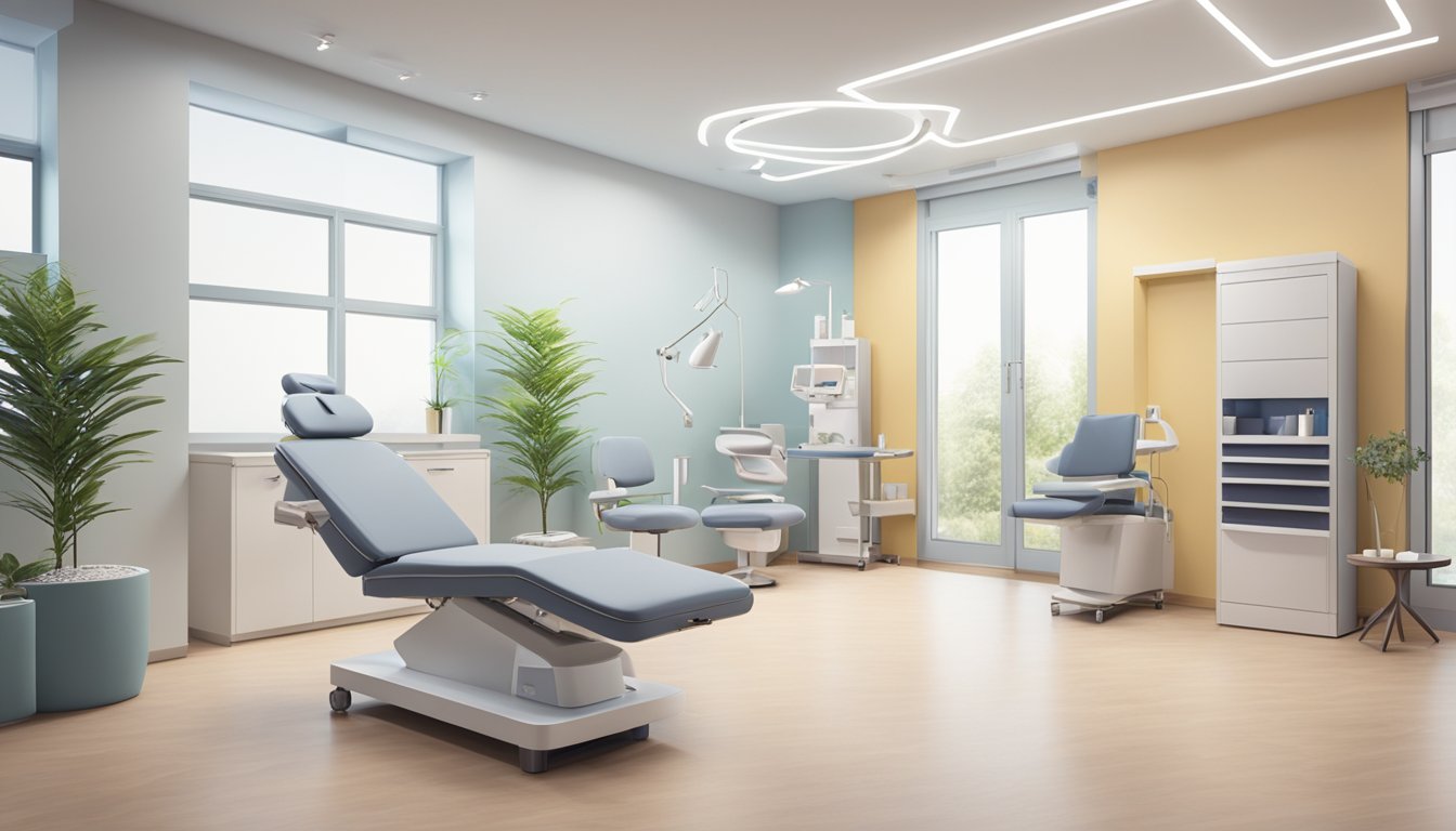 A modern clinic with state-of-the-art equipment and a calming atmosphere. The space is bright and welcoming, with comfortable seating and soothing decor