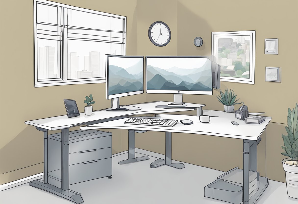 An adjustable desk with a properly placed monitor to reduce strain. Avoiding common standing desk mistakes