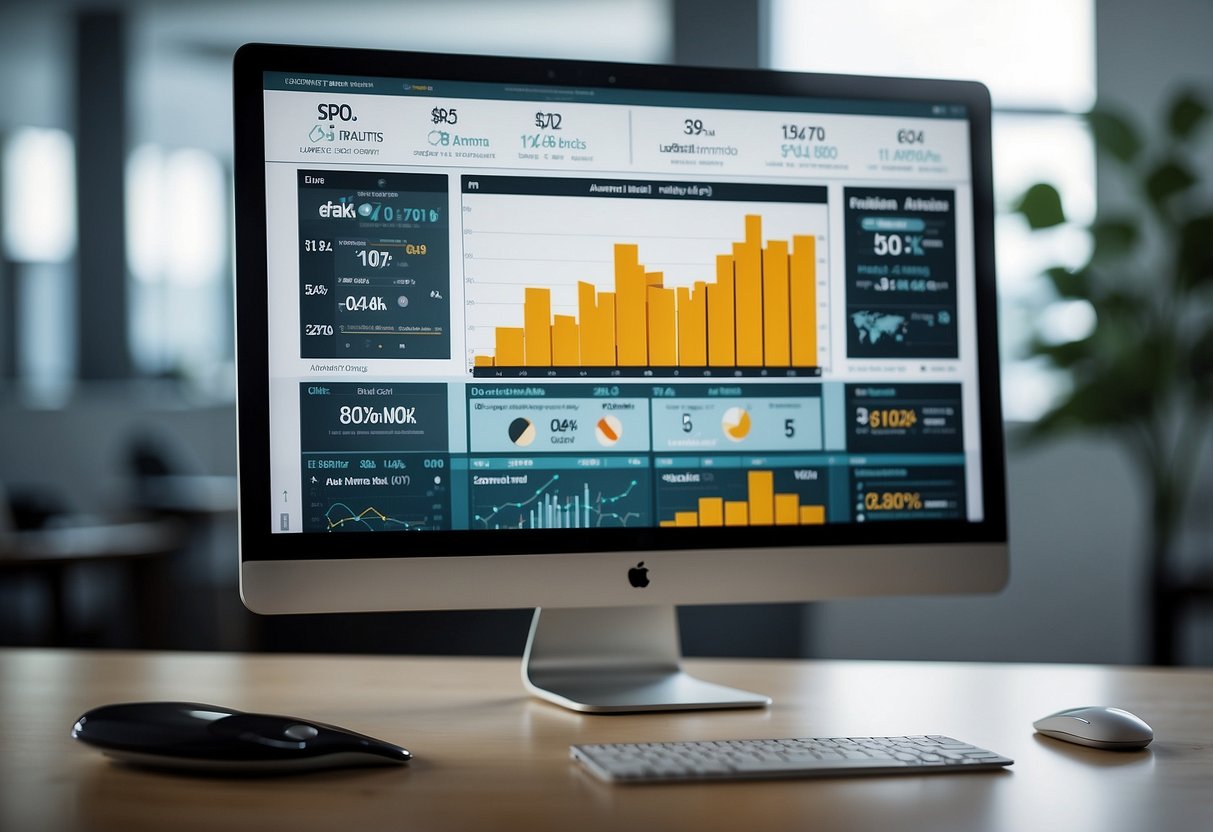 A computer screen displaying SEO analytics for medical websites, with charts and graphs showing keyword rankings and organic traffic growth