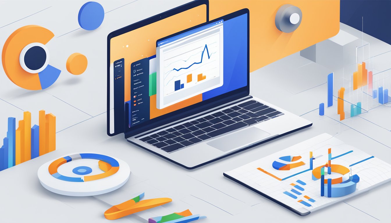 A split-screen display showing mobile and desktop search ranking tools with Ahrefs logo.</p><p>Graphs and data visualizations indicate SEO performance