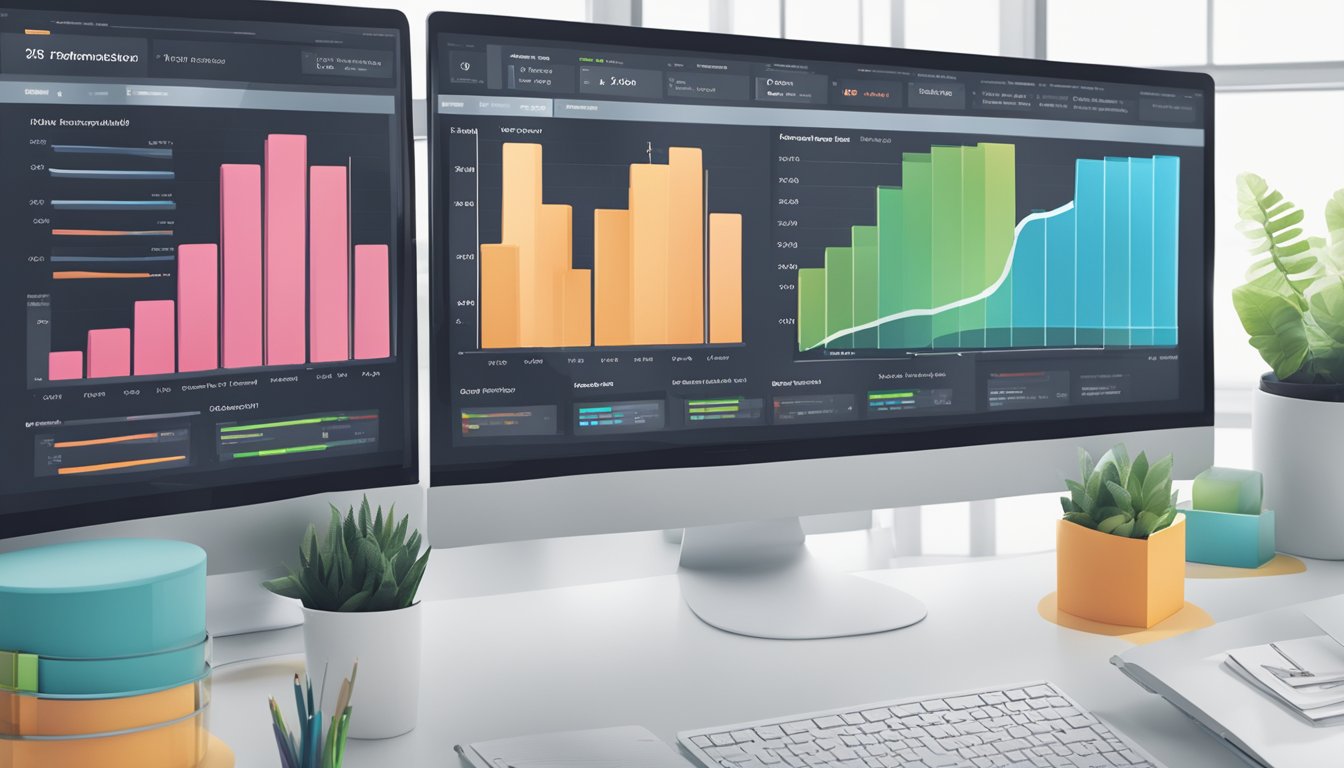 A computer screen split into six sections, each displaying a different website comparison tool.</p><p>Graphs and data charts show performance metrics