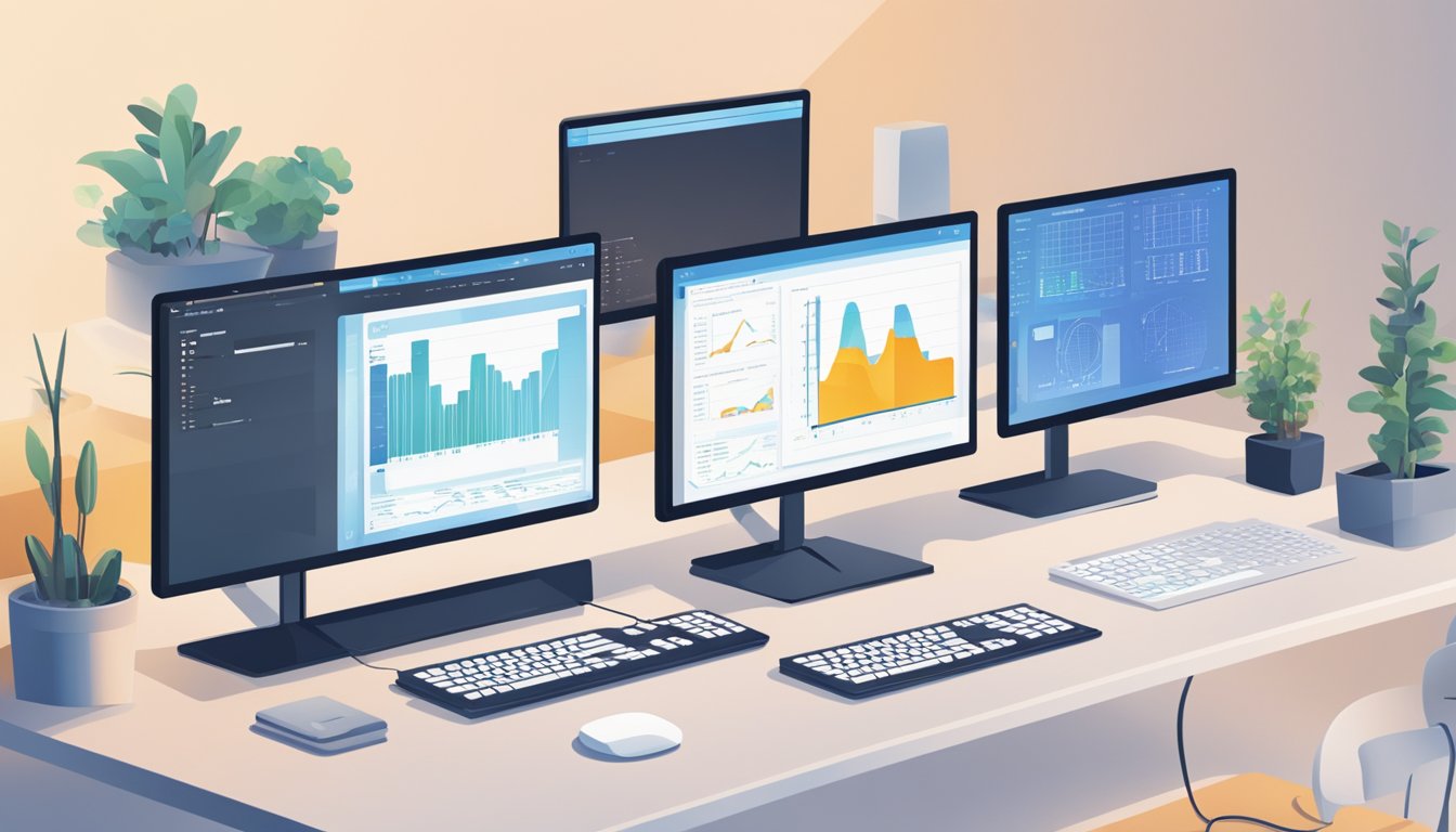 A computer screen displays 8 readability analyzers.</p><p>A keyboard and mouse sit beside it.</p><p>The room is well-lit, with a modern, minimalist design