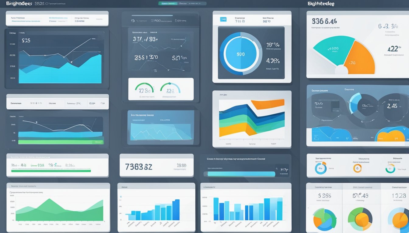 The BrightEdge SEO Dashboard displays 9 SEO performance visualizations