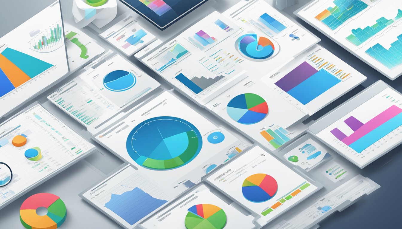 A group of 7 market share analyzers display data for strategic SEO planning.</p><p>Charts, graphs, and digital interfaces show market trends and opportunities