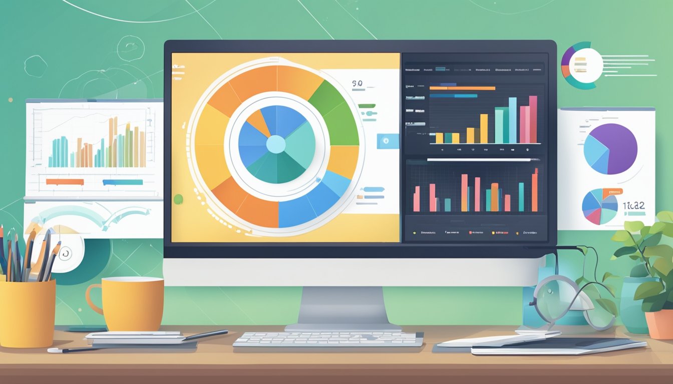 A computer screen displaying various data visualization tools for presenting SEO results effectively