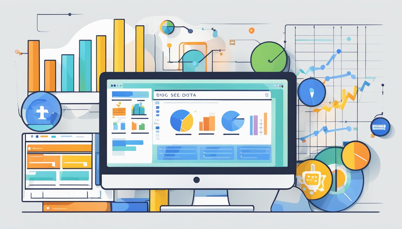 A computer screen shows RiteTag's 7 hashtag research tools.</p><p>Charts and graphs display social SEO data