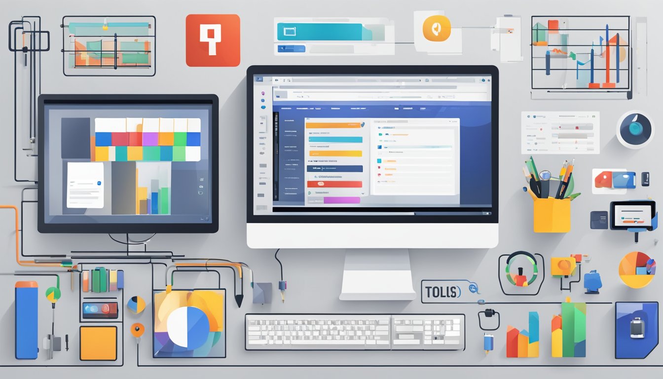 Nine VidIQ tools arranged around a computer, with YouTube logo on screen.</p><p>Graphs show video rankings rising