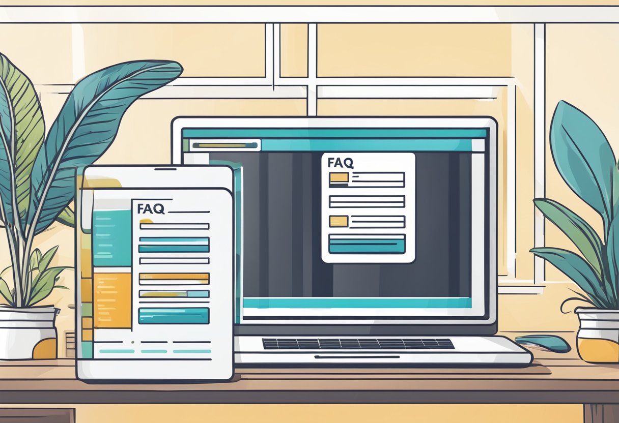 A computer screen displaying a FAQ website design with a payment gateway integrated