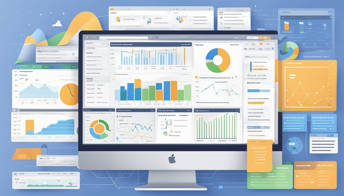 A computer screen showing Ahrefs Keywords Explorer with 10 key features highlighted.</p><p>Graphs and charts display ranking history tracking data