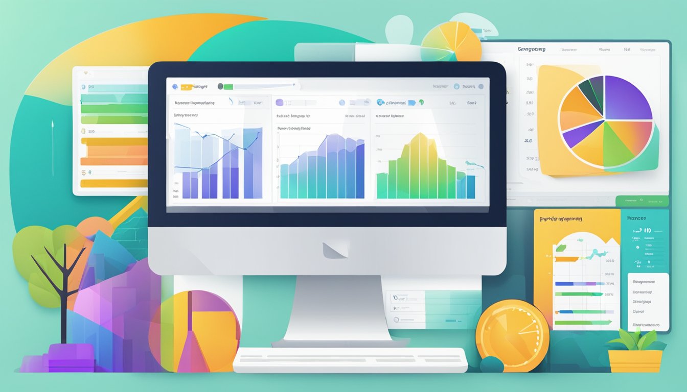 A computer screen displaying SpyFu's keyword grouping and segmentation tool, with 10 advantages listed.</p><p>Colorful graphs and data visualizations surround the screen, showcasing the tool's features