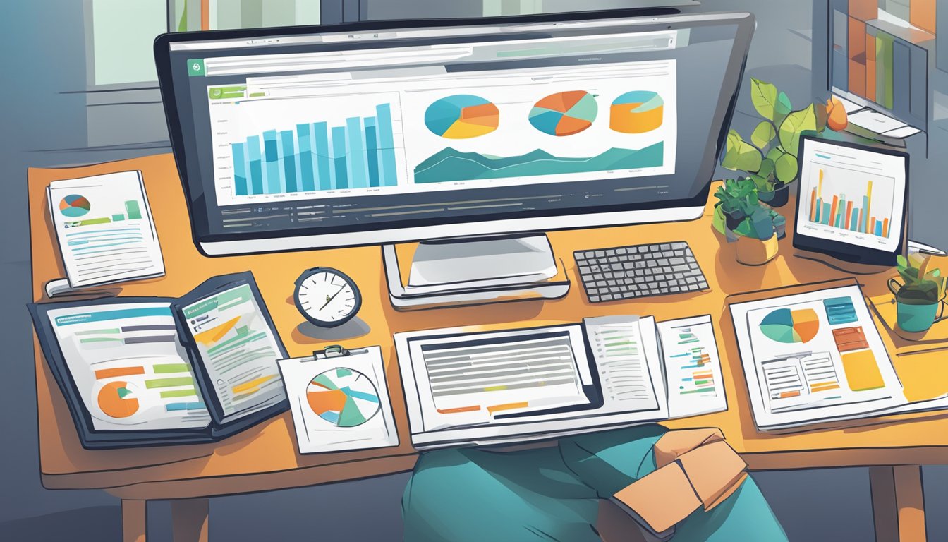 A computer screen displaying SEO PowerSuite Website Auditor reports and client management review