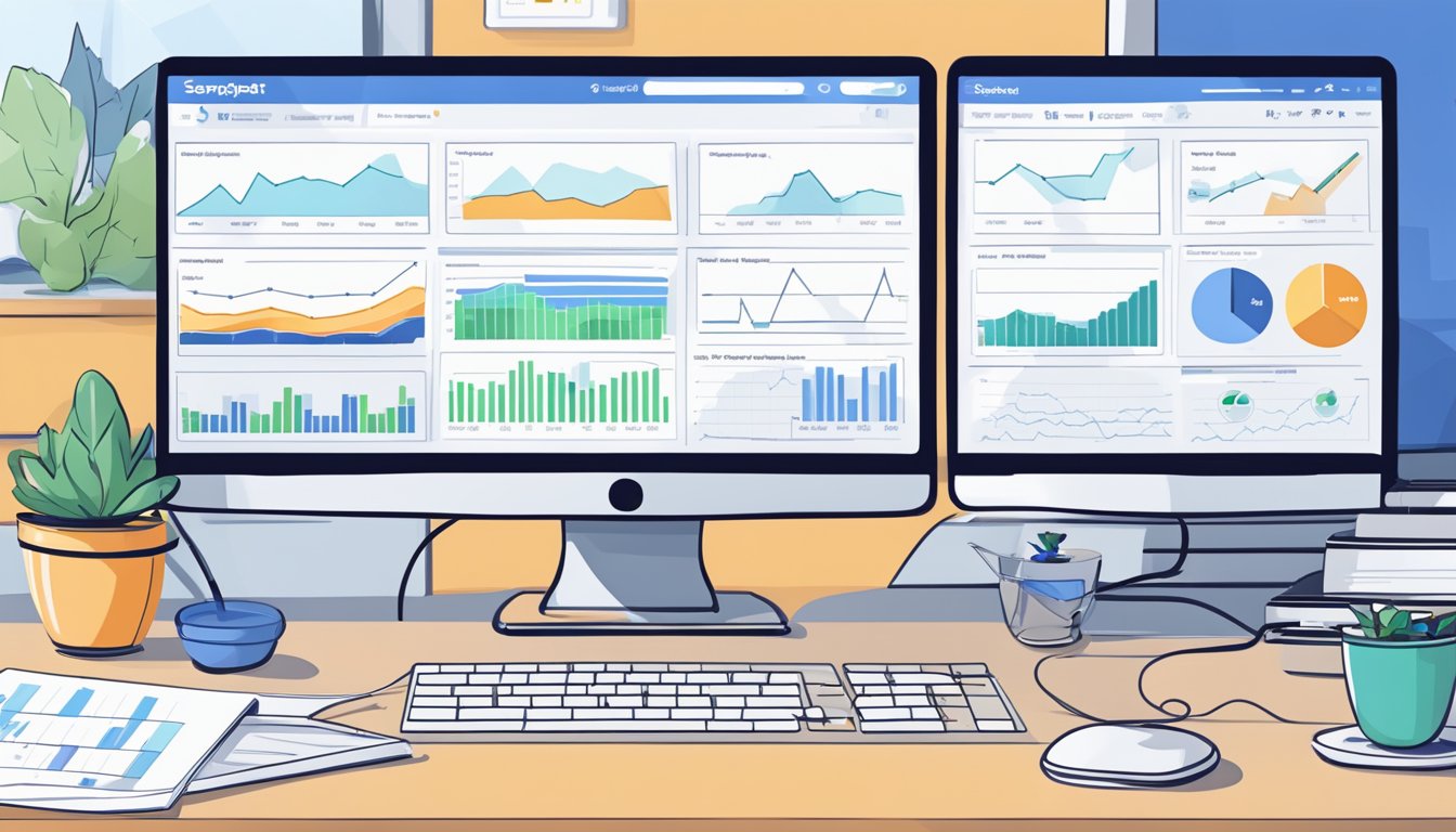 A computer screen displaying Serpstat On-Page SEO Checker with various data and analysis charts