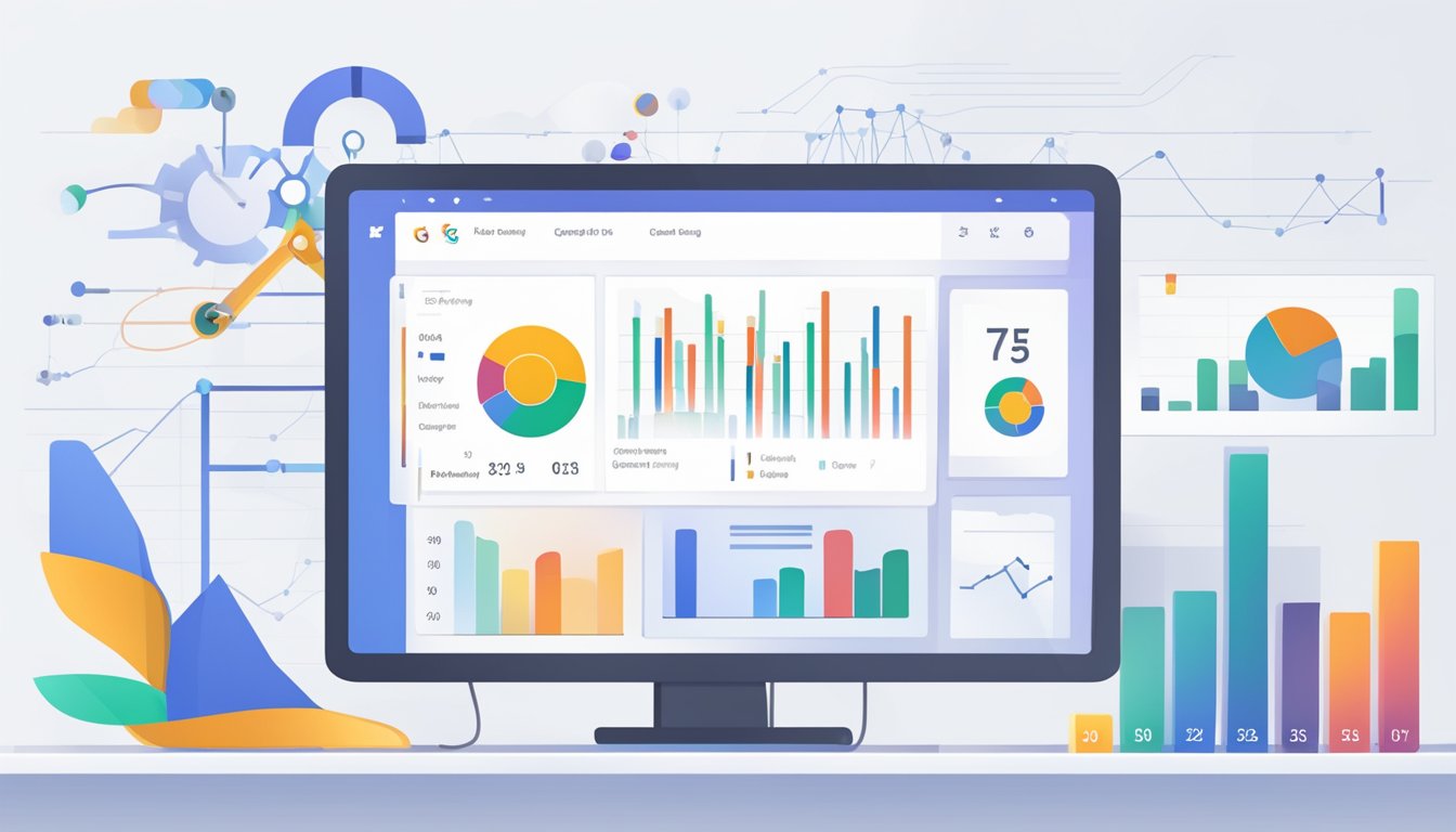 A computer screen displaying Google Search Console with various data and graphs