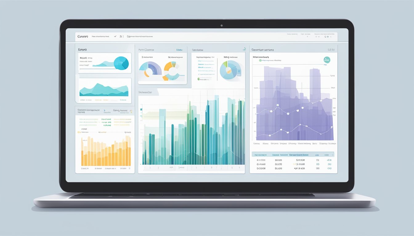 A computer screen displaying a detailed review of DeepCrawl, with colorful charts and graphs showcasing data visualization