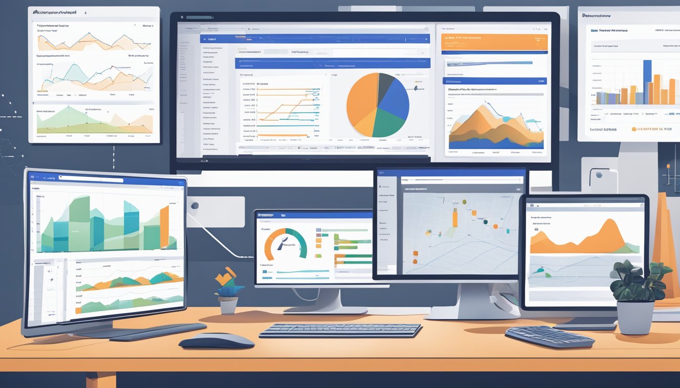 A computer screen displays the Ahrefs Site Audit dashboard with various charts and graphs.</p><p>The user's mouse hovers over a section, indicating analysis in progress